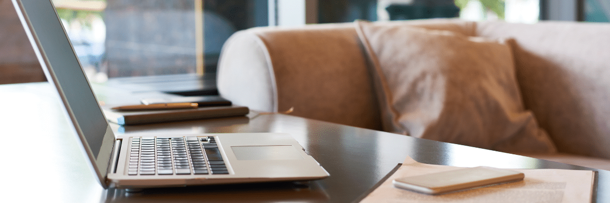 Laptop on desk